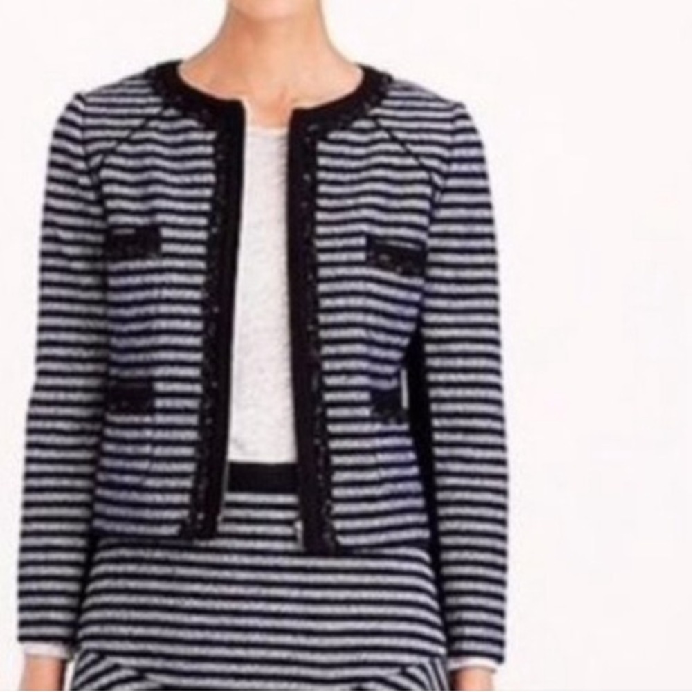 J. Crew Stripe Wool Blazer Size 6 with Skirt Size 8 coords NWT